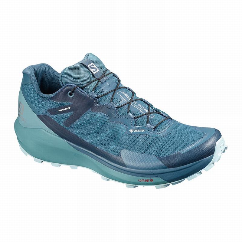 Chaussure Running Salomon Femme Turquoise / Bleu - Salomon SENSE RIDE 3 GTX INVIS. FIT W - France (5